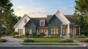 Ascent Custom Home Front Exterior Rendering- Idaho Impact Homes - Boise, Idaho