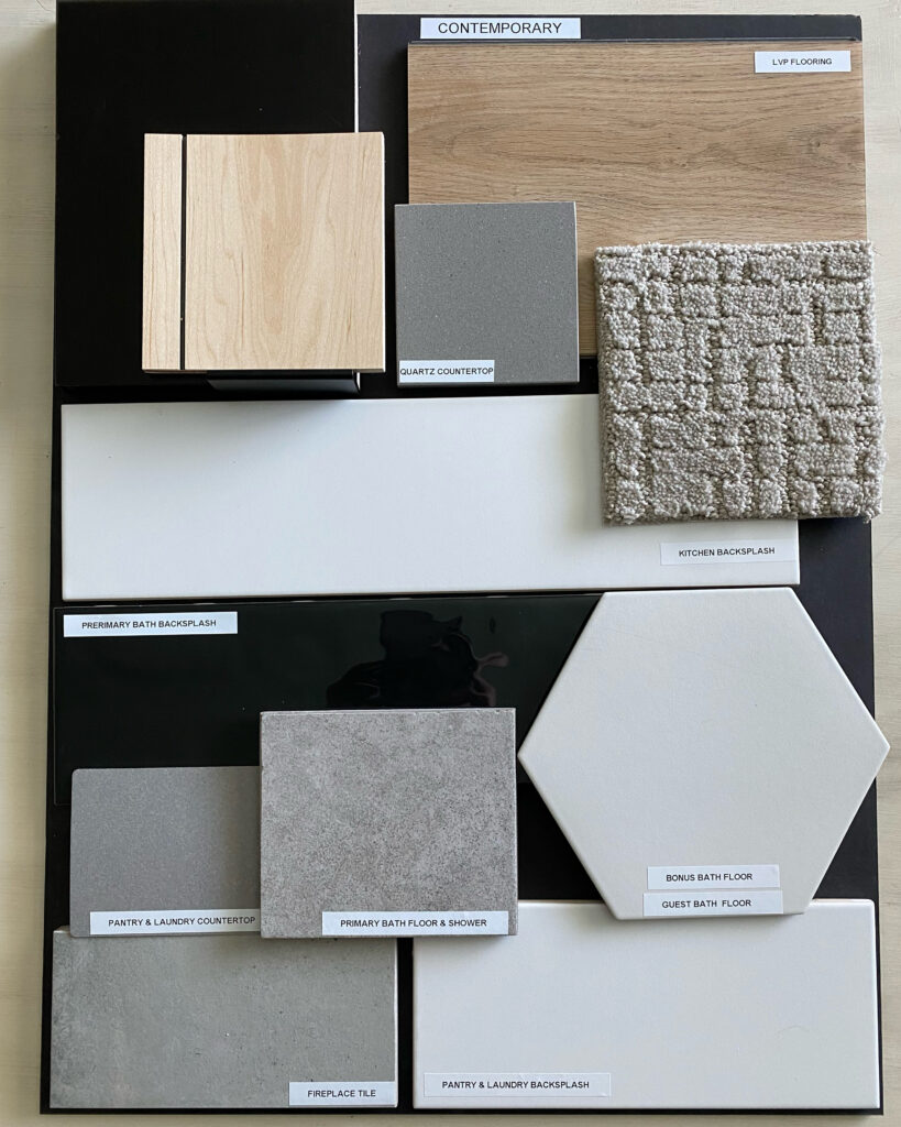 Homeowners reviewing property information and custom home plans with an Idaho builder